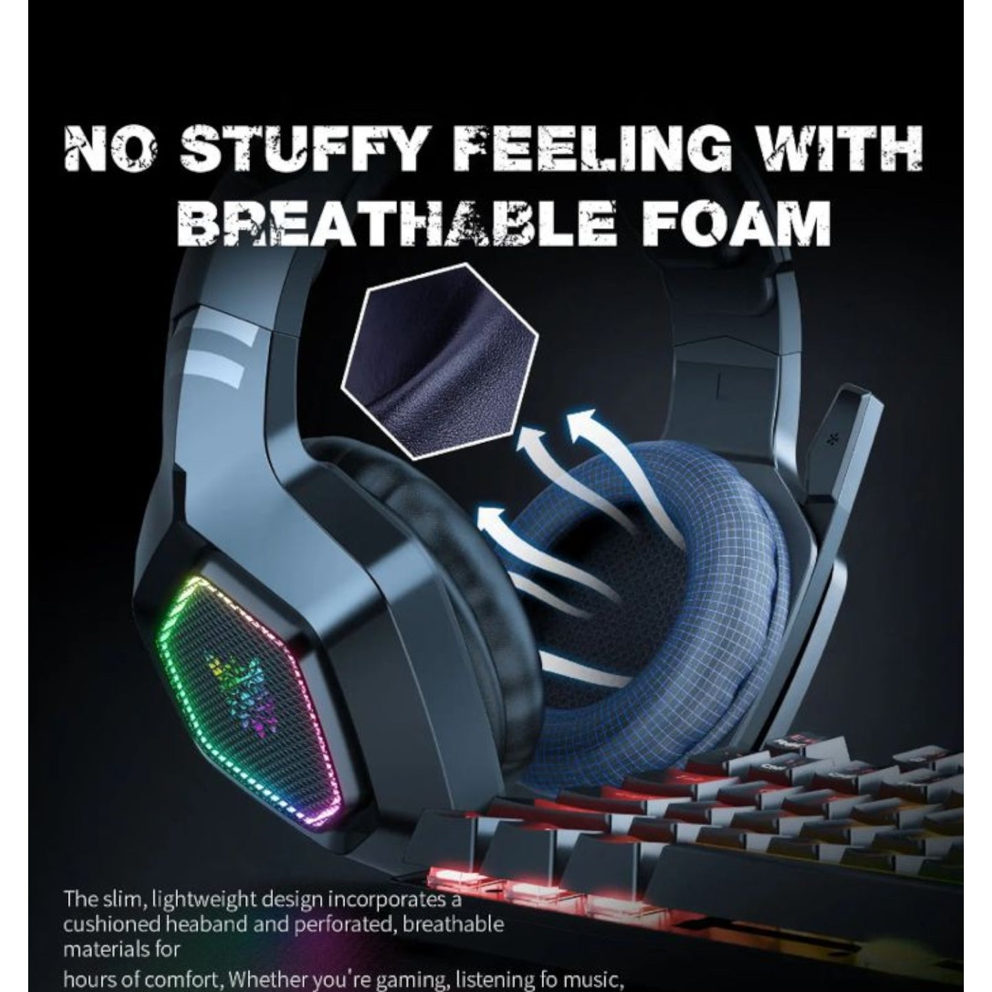 Audífonos Gamer Onikuma K10 RGB – Sonido Envolvente, Micrófono y Comodidad Pro