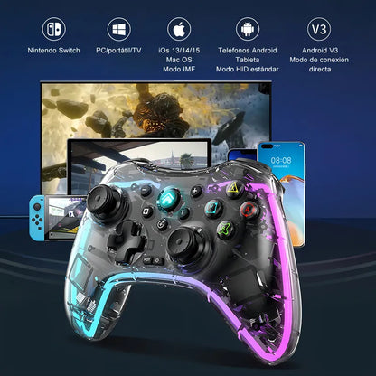 🎮 Control Gamer Multiconexión Bluetooth con Luz RGB